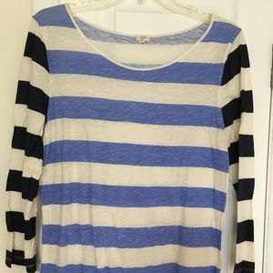 Jcrew blue and black two toned striped top